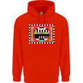 TV Test Pattern as Worn by Mens 80% Cotton Hoodie Bright Red
