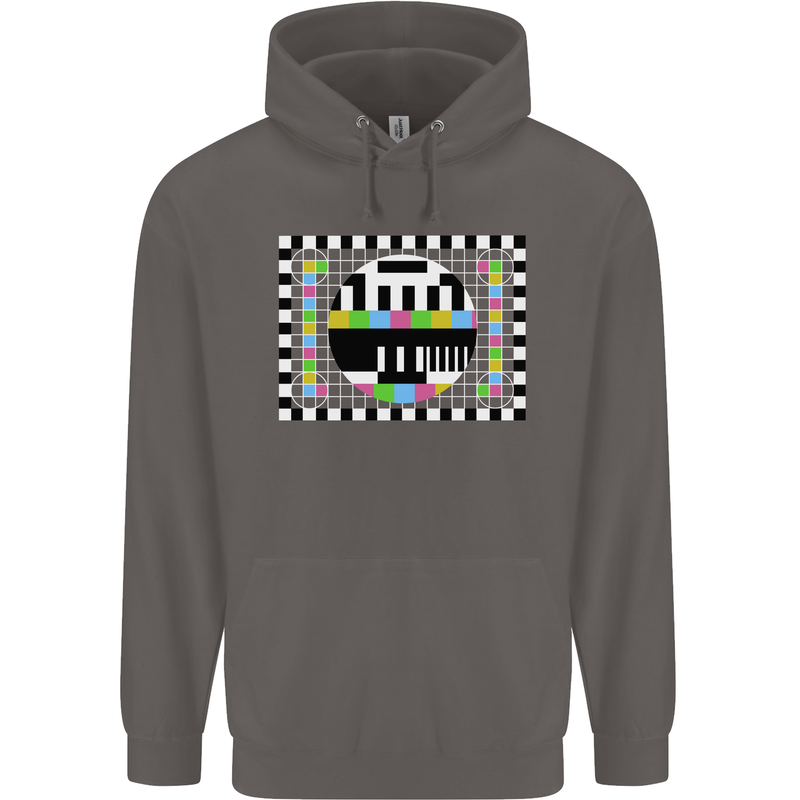 TV Test Pattern as Worn by Mens 80% Cotton Hoodie Charcoal