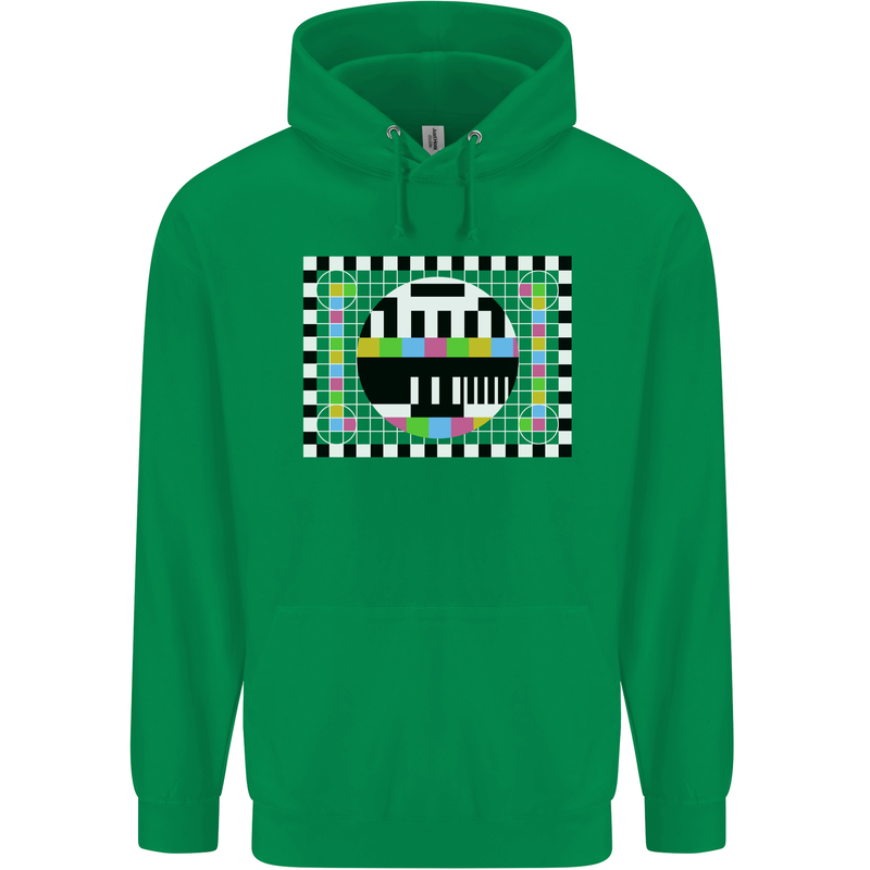 TV Test Pattern as Worn by Mens 80% Cotton Hoodie Irish Green