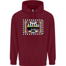 TV Test Pattern as Worn by Mens 80% Cotton Hoodie Maroon