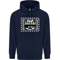 TV Test Pattern as Worn by Mens 80% Cotton Hoodie Navy Blue