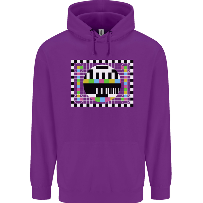 TV Test Pattern as Worn by Mens 80% Cotton Hoodie Purple
