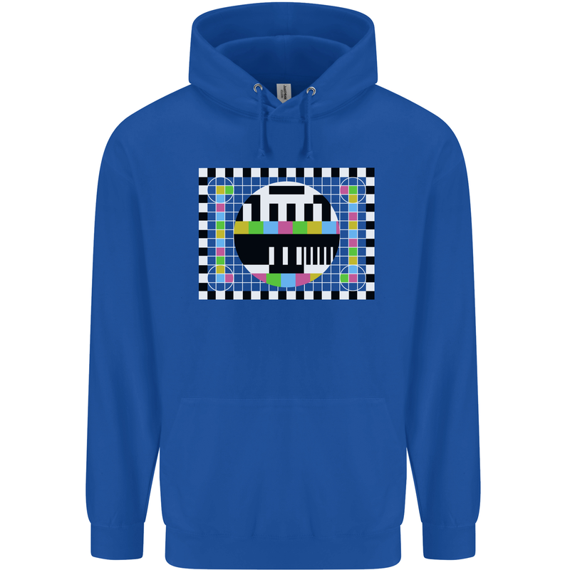 TV Test Pattern as Worn by Mens 80% Cotton Hoodie Royal Blue