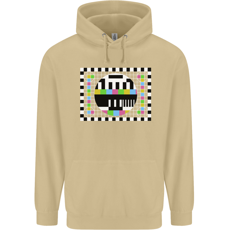 TV Test Pattern as Worn by Mens 80% Cotton Hoodie Sand