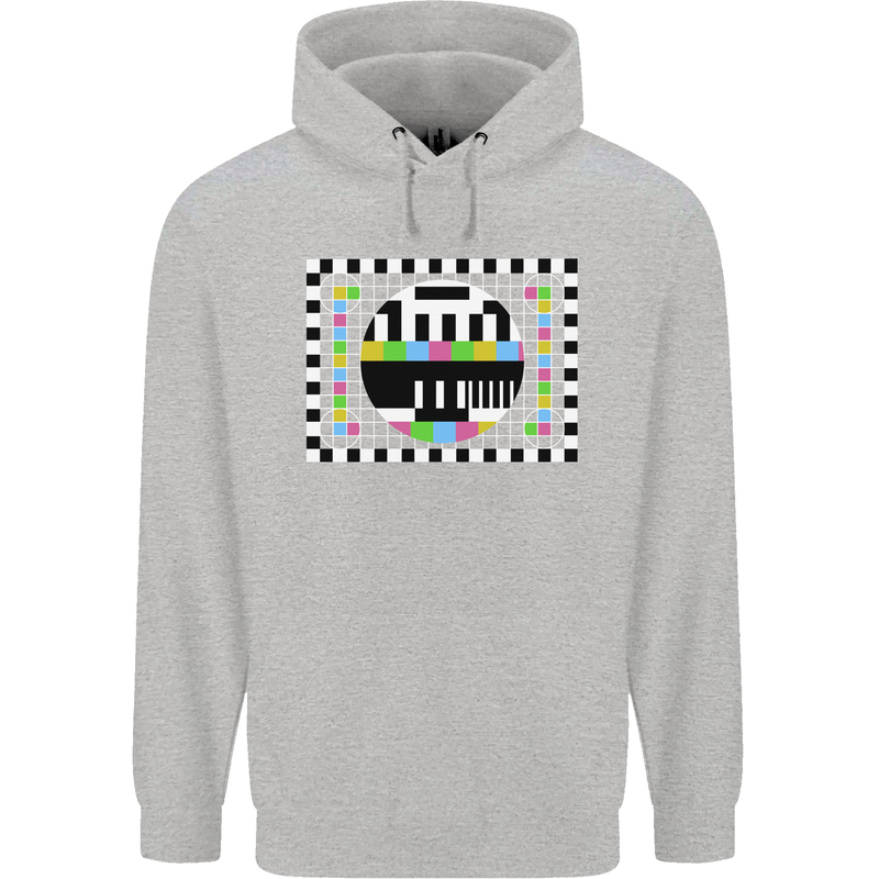 TV Test Pattern as Worn by Mens 80% Cotton Hoodie Sports Grey