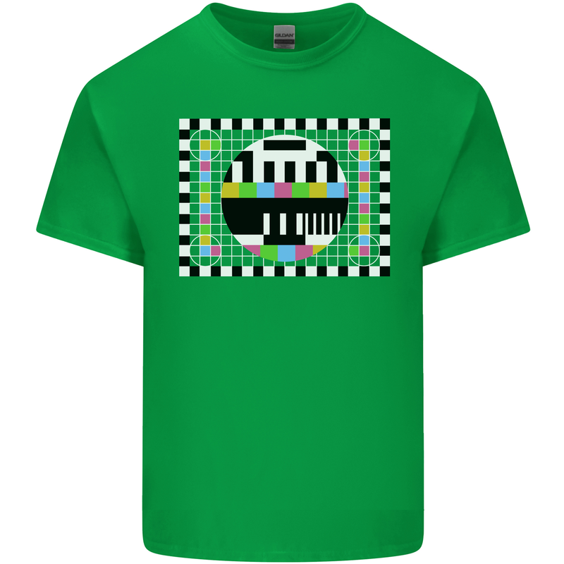 TV Test Pattern as Worn by Mens Cotton T-Shirt Tee Top Irish Green