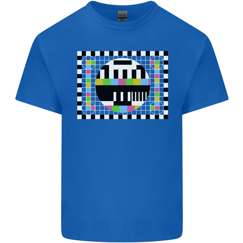 TV Test Pattern as Worn by Mens Cotton T-Shirt Tee Top Royal Blue