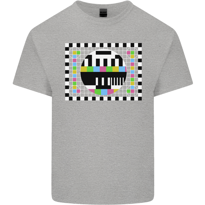 TV Test Pattern as Worn by Mens Cotton T-Shirt Tee Top Sports Grey
