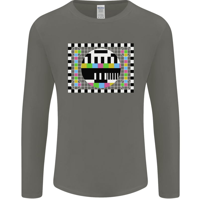 TV Test Pattern as Worn by Mens Long Sleeve T-Shirt Charcoal