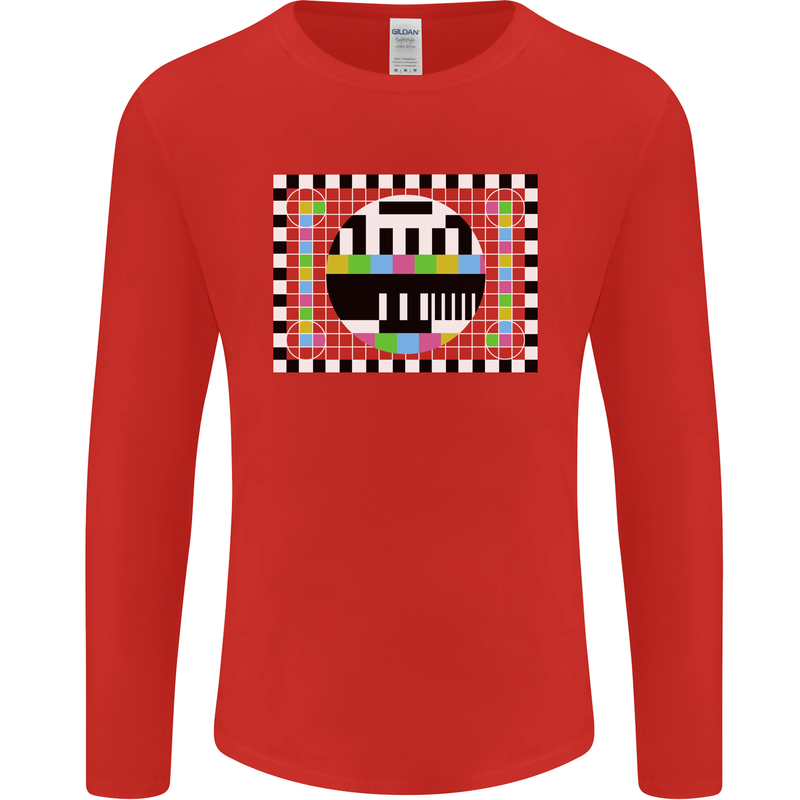 TV Test Pattern as Worn by Mens Long Sleeve T-Shirt Red