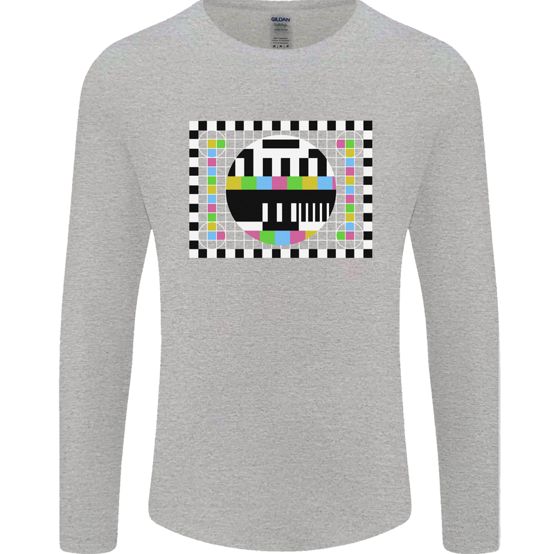 TV Test Pattern as Worn by Mens Long Sleeve T-Shirt Sports Grey