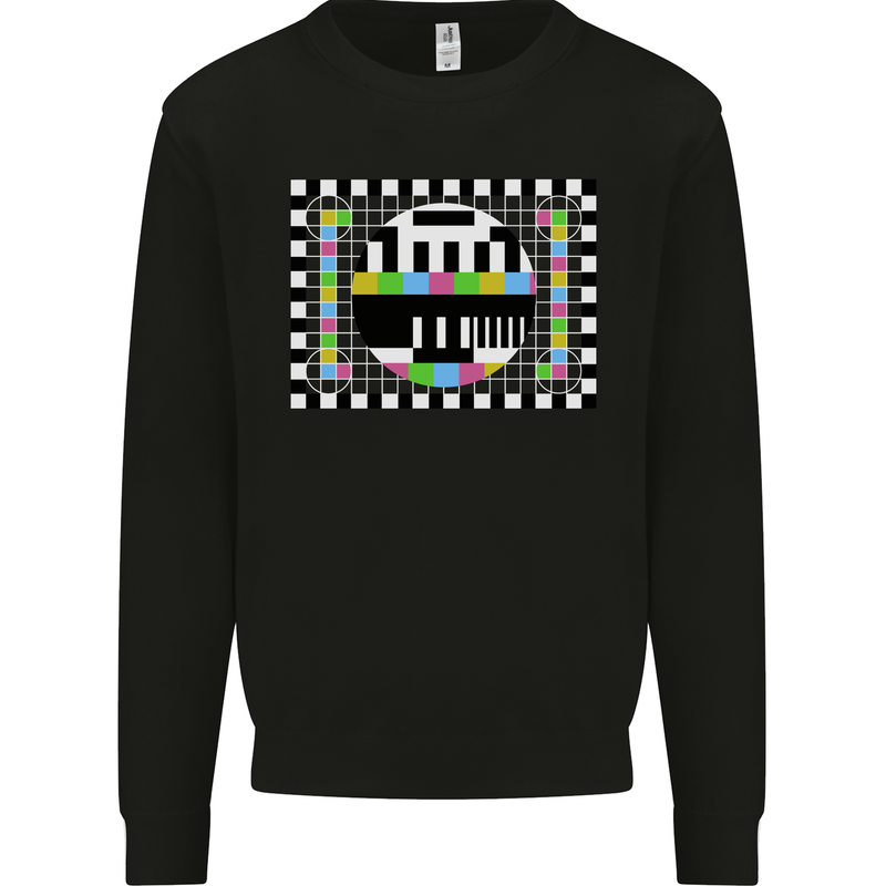 TV Test Pattern as Worn by Mens Sweatshirt Jumper Black