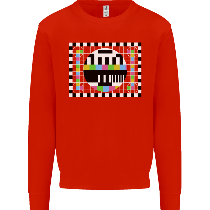 TV Test Pattern as Worn by Mens Sweatshirt Jumper Bright Red