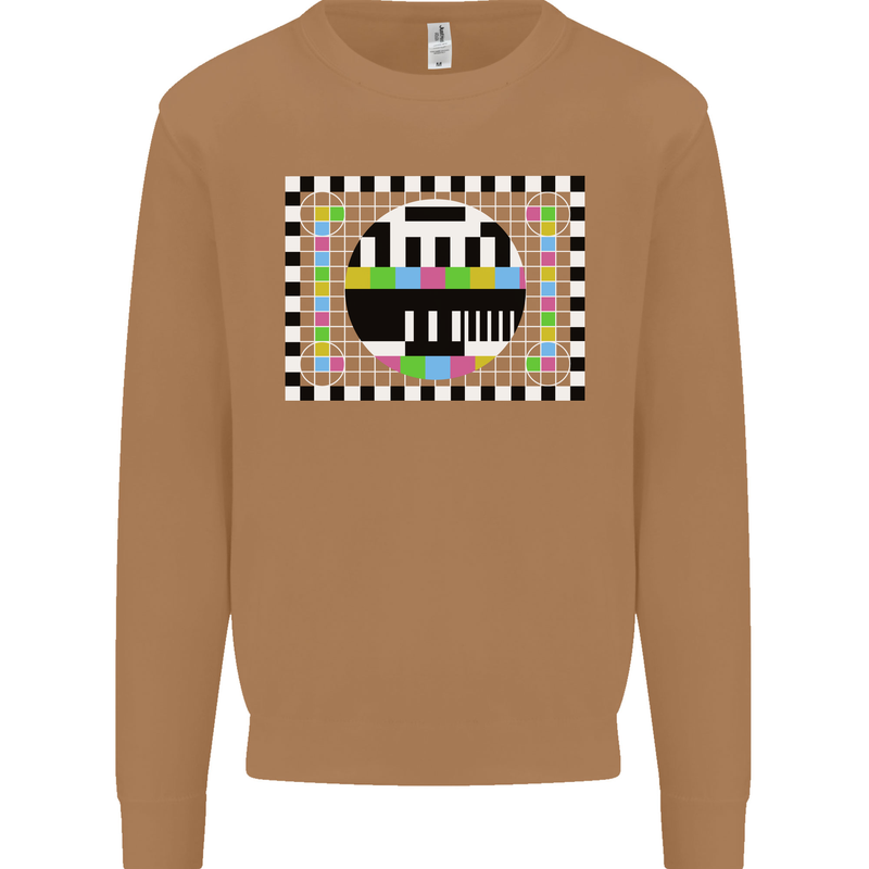 TV Test Pattern as Worn by Mens Sweatshirt Jumper Caramel Latte
