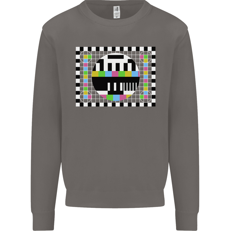 TV Test Pattern as Worn by Mens Sweatshirt Jumper Charcoal
