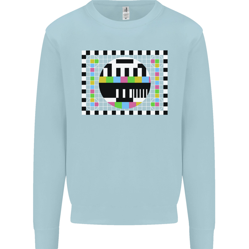 TV Test Pattern as Worn by Mens Sweatshirt Jumper Light Blue