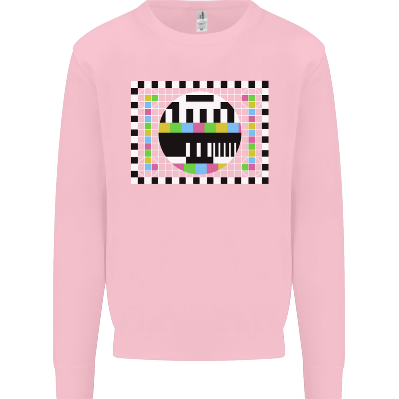 TV Test Pattern as Worn by Mens Sweatshirt Jumper Light Pink