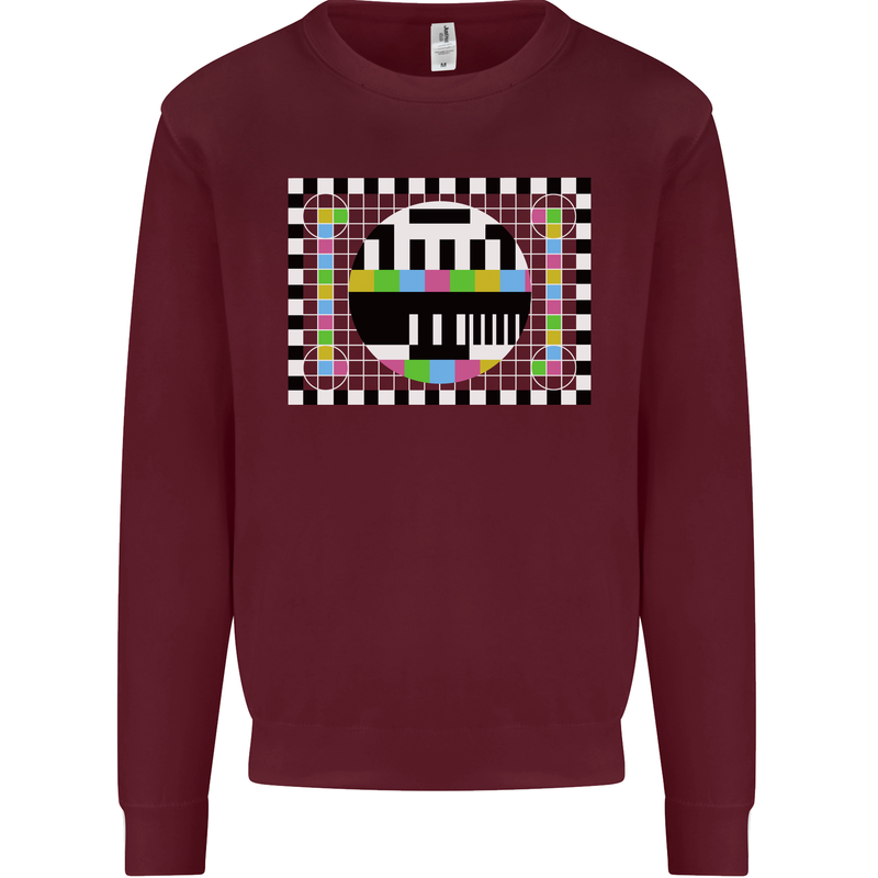 TV Test Pattern as Worn by Mens Sweatshirt Jumper Maroon