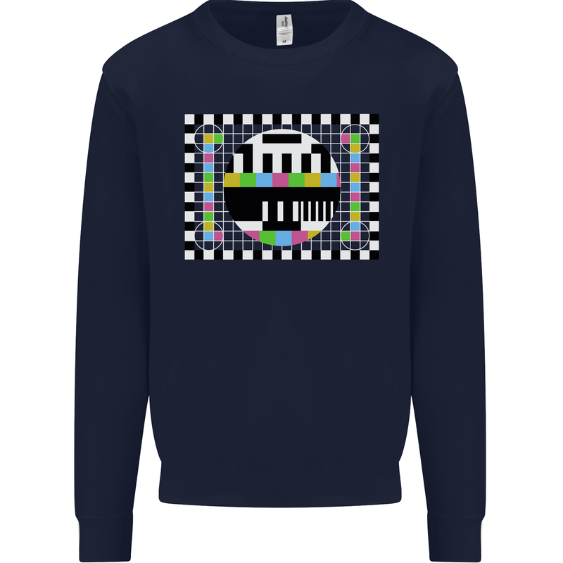 TV Test Pattern as Worn by Mens Sweatshirt Jumper Navy Blue