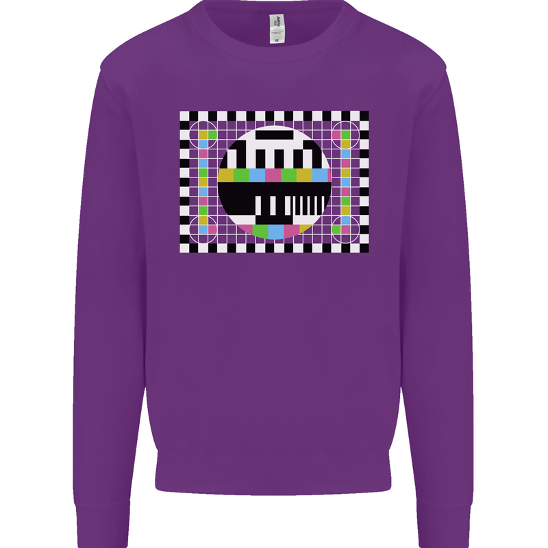 TV Test Pattern as Worn by Mens Sweatshirt Jumper Purple