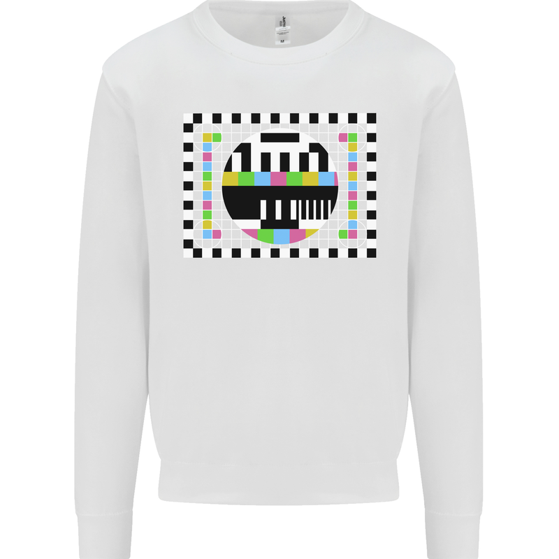 TV Test Pattern as Worn by Mens Sweatshirt Jumper White