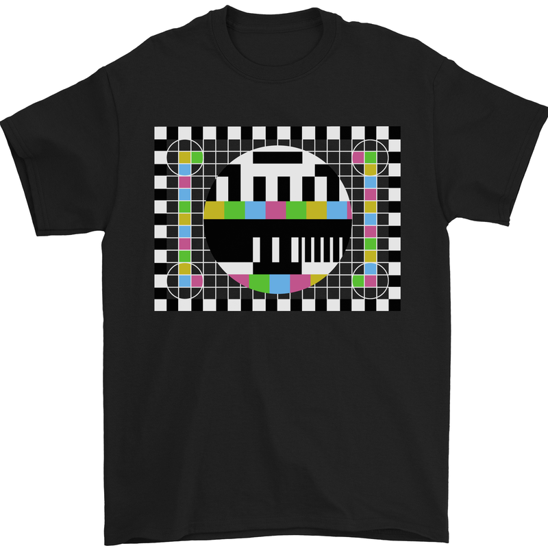 TV Test Pattern as Worn by Mens T-Shirt Cotton Gildan Black