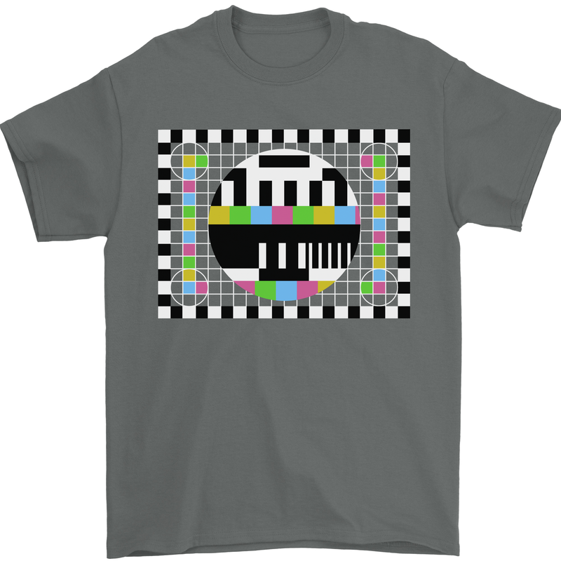 TV Test Pattern as Worn by Mens T-Shirt Cotton Gildan Charcoal