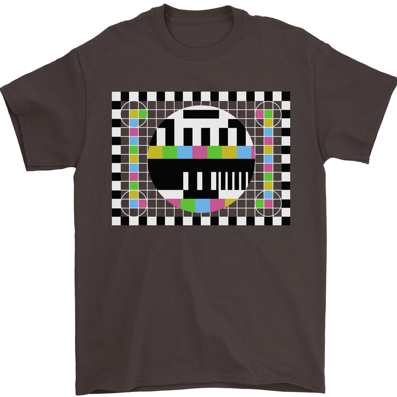 TV Test Pattern as Worn by Mens T-Shirt Cotton Gildan Dark Chocolate