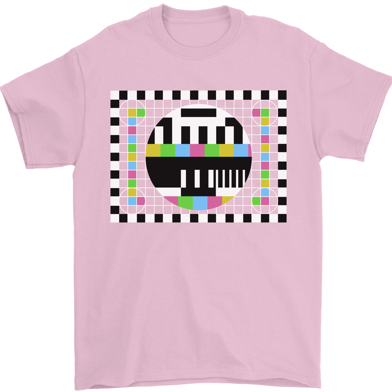 TV Test Pattern as Worn by Mens T-Shirt Cotton Gildan Light Pink