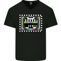 TV Test Pattern as Worn by Mens V-Neck Cotton T-Shirt Black