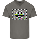 TV Test Pattern as Worn by Mens V-Neck Cotton T-Shirt Charcoal