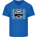 TV Test Pattern as Worn by Mens V-Neck Cotton T-Shirt Royal Blue