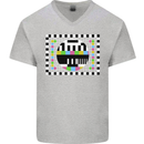 TV Test Pattern as Worn by Mens V-Neck Cotton T-Shirt Sports Grey
