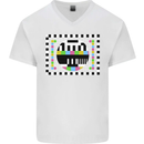 TV Test Pattern as Worn by Mens V-Neck Cotton T-Shirt White