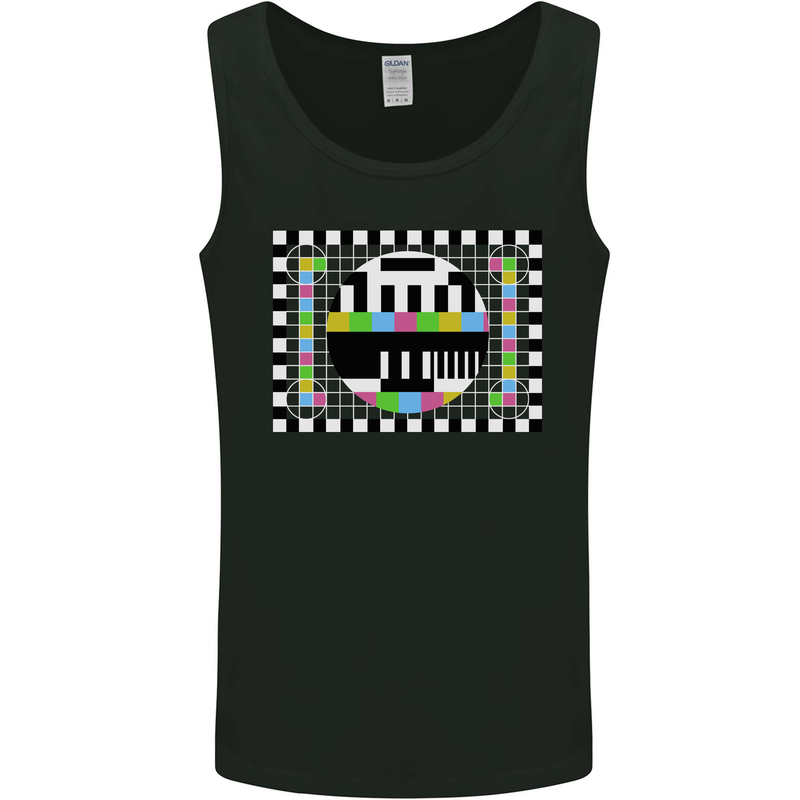 TV Test Pattern as Worn by Mens Vest Tank Top Black