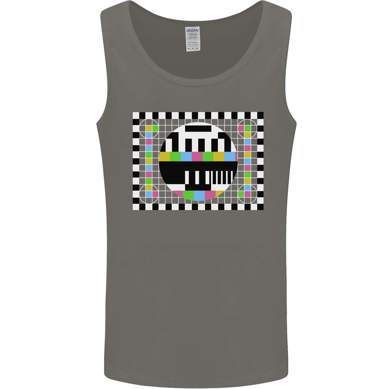 TV Test Pattern as Worn by Mens Vest Tank Top Charcoal