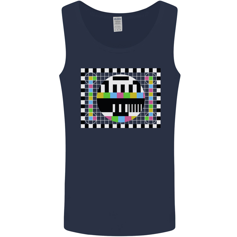 TV Test Pattern as Worn by Mens Vest Tank Top Navy Blue