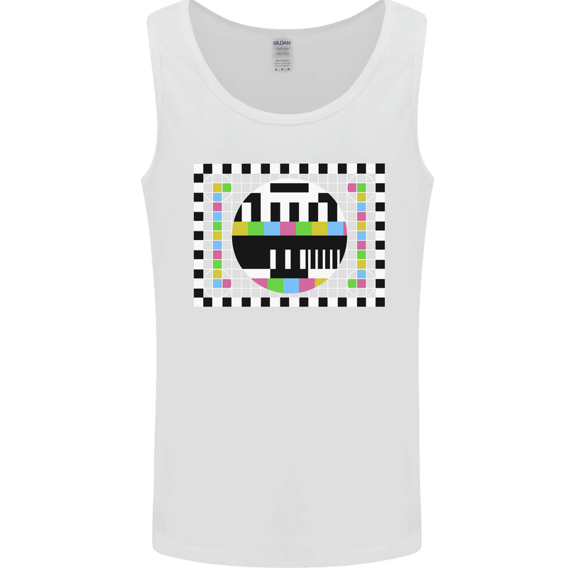 TV Test Pattern as Worn by Mens Vest Tank Top White