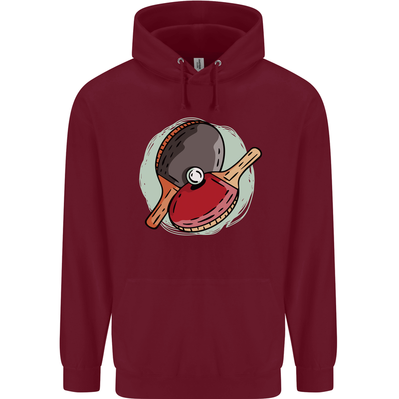 Table Tennis Paddles Ping Pong Childrens Kids Hoodie Maroon