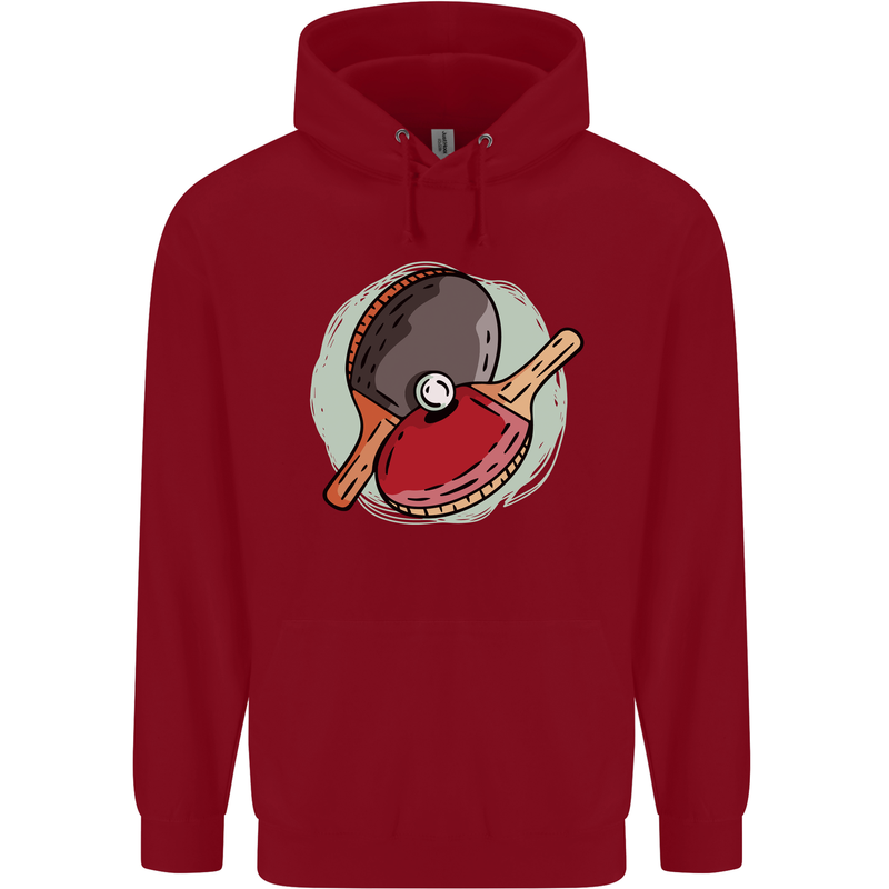 Table Tennis Paddles Ping Pong Childrens Kids Hoodie Red
