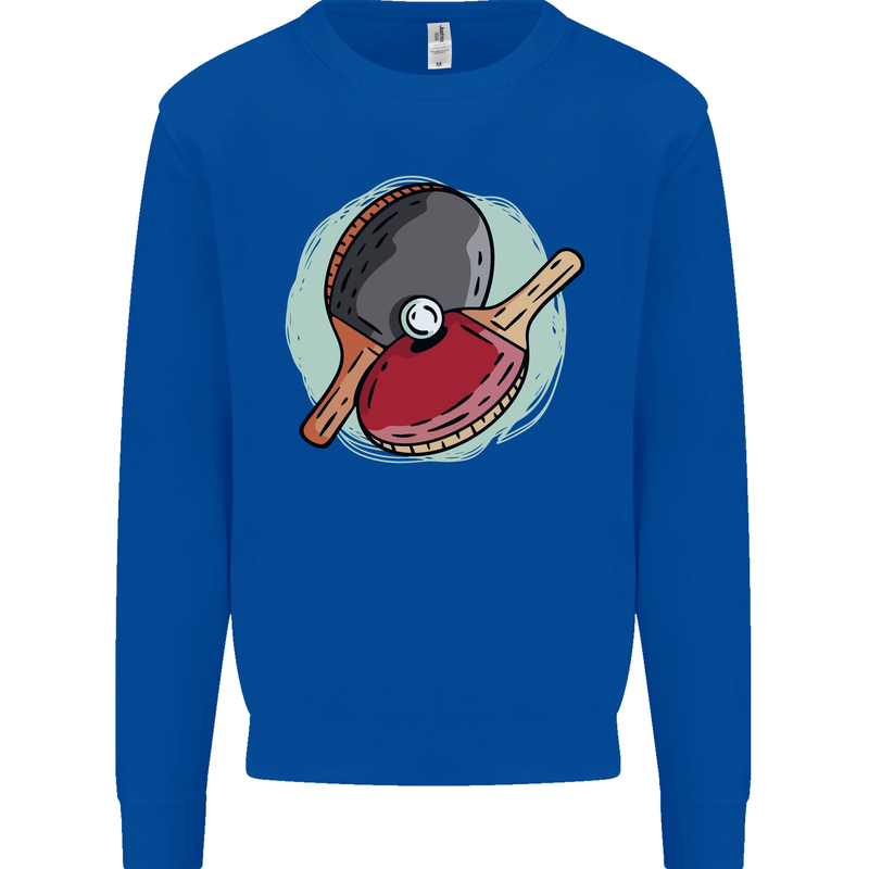 Table Tennis Paddles Ping Pong Kids Sweatshirt Jumper Royal Blue