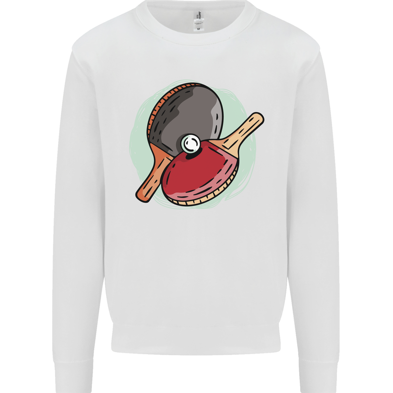 Table Tennis Paddles Ping Pong Kids Sweatshirt Jumper White