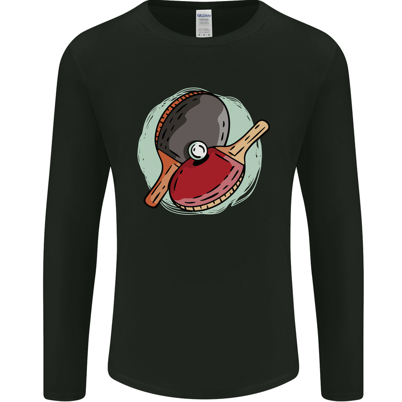 Table Tennis Paddles Ping Pong Mens Long Sleeve T-Shirt Black