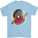 Table Tennis Paddles Ping Pong Mens T-Shirt 100% Cotton Light Blue