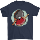 Table Tennis Paddles Ping Pong Mens T-Shirt 100% Cotton Navy Blue