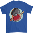 Table Tennis Paddles Ping Pong Mens T-Shirt 100% Cotton Royal Blue