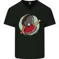 Table Tennis Paddles Ping Pong Mens V-Neck Cotton T-Shirt Black