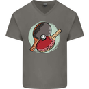Table Tennis Paddles Ping Pong Mens V-Neck Cotton T-Shirt Charcoal