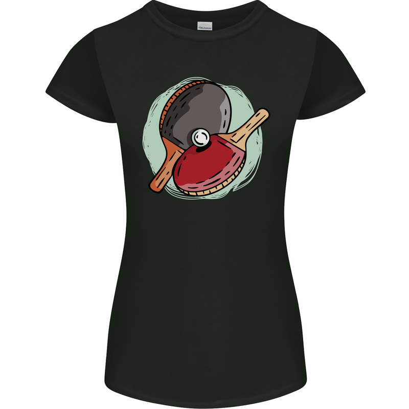 Table Tennis Paddles Ping Pong Womens Petite Cut T-Shirt Black