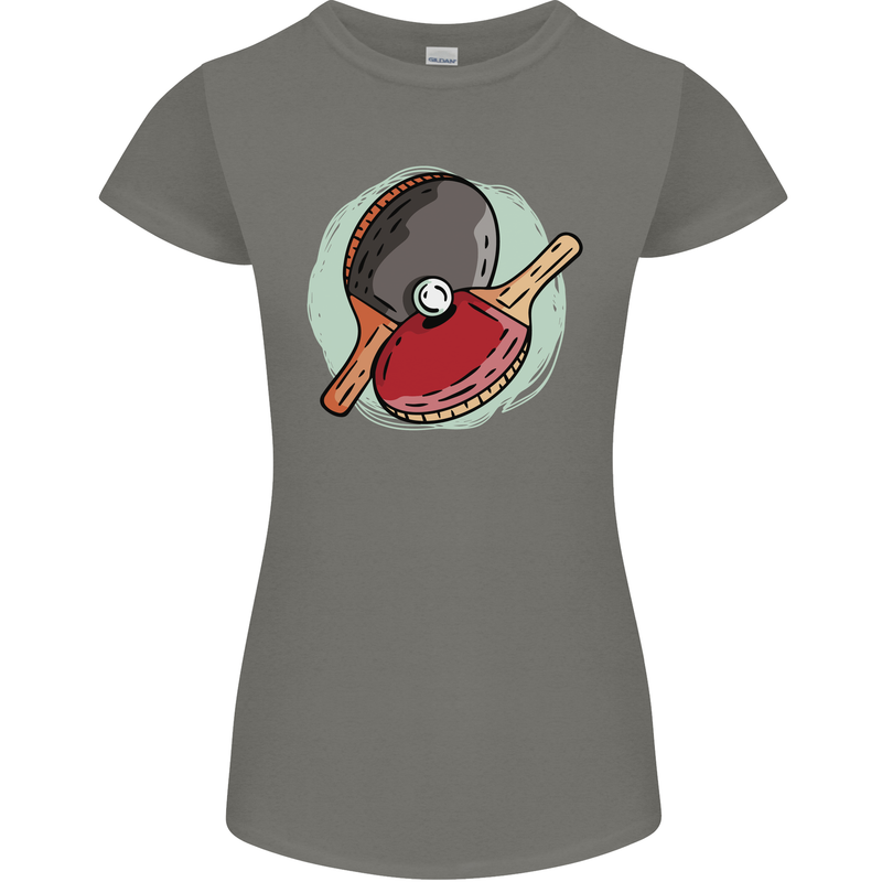 Table Tennis Paddles Ping Pong Womens Petite Cut T-Shirt Charcoal